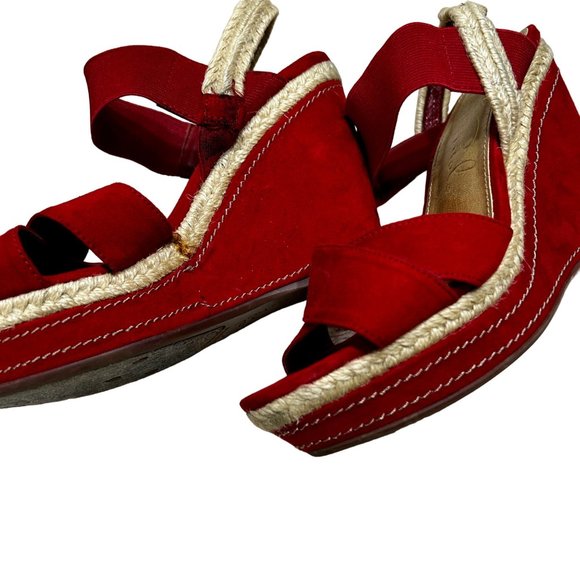Studio Paolo Red Open Toe Espadrille Wedge Sandals Women's Size 6.5 - Picture 7 of 10